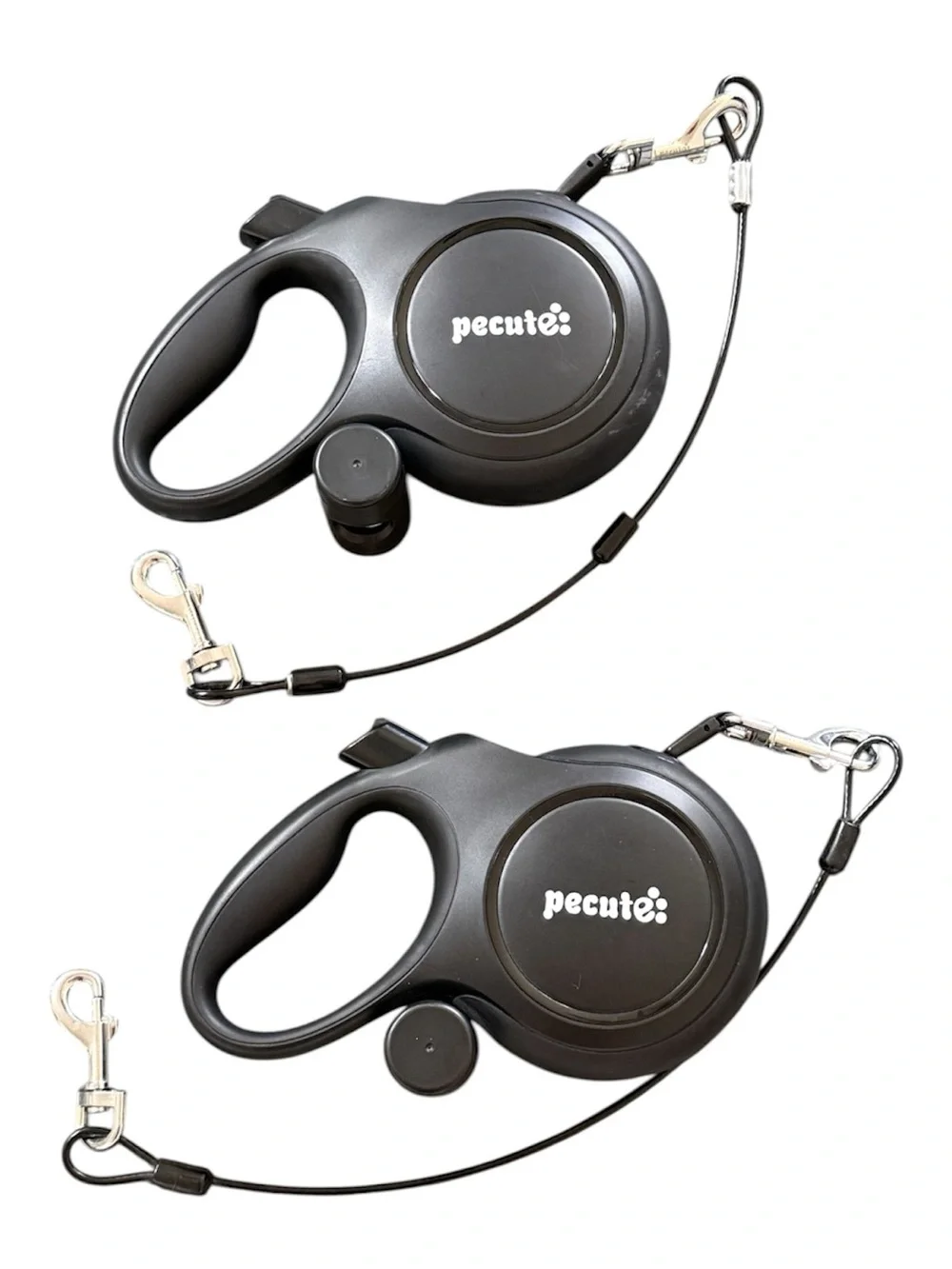 Pecute Dual Retractable Dog Leashes in Black